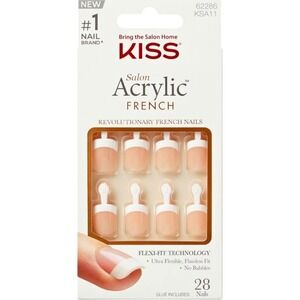 KISS Salon Acrylic French Nails Short Square Nude‎ Power Play Press-On Kit